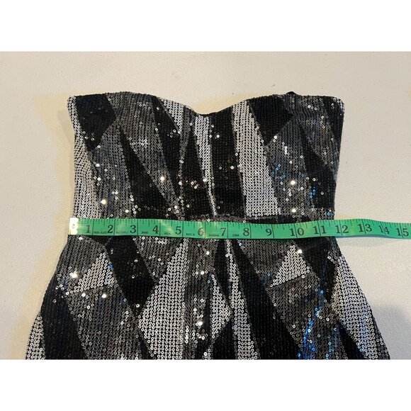 AS U WISH Tube Top Dress Sequin Cocktail Embellished Strapless Black Gray Size S - Picture 5 of 10